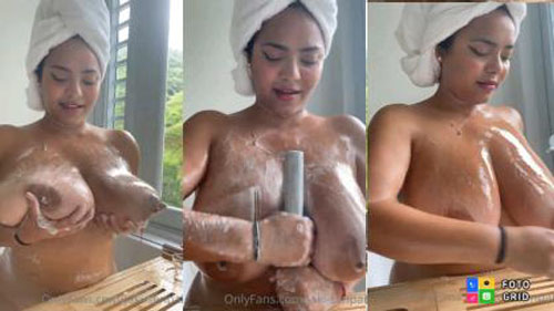 Jaki Senpai Naked Washing Her Big Boobs With Soap