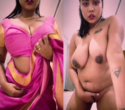 Oasi Das XXX Stripping Pink Saree & Playing with Her Huge Boobs
